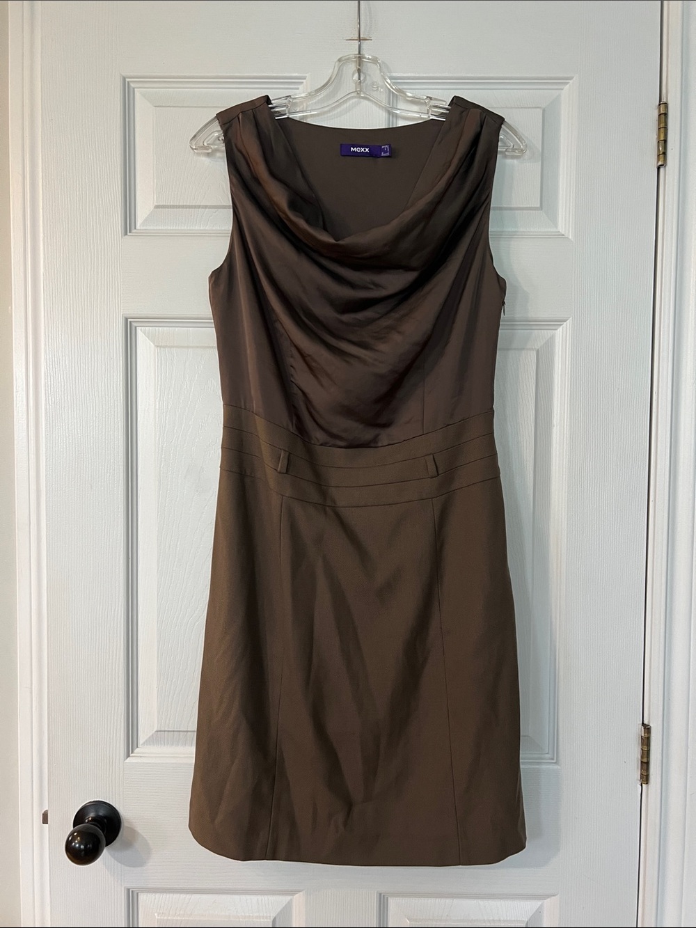 Mexx Brown Draped Cowl Neck Sheath Dress